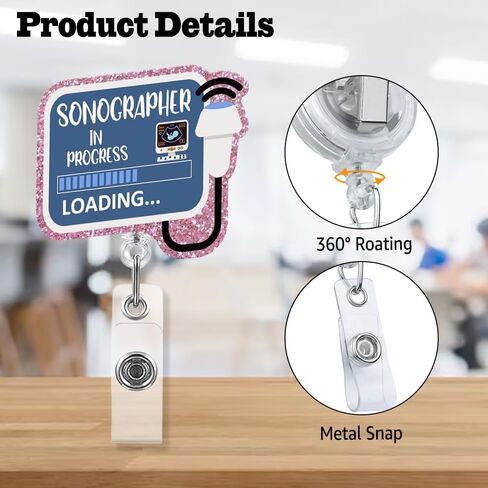 Sixrip Swaddle Specialist Retractable Glitter Black Badge Reel with Alligator Clip, Cute Badge Holder Gift for Neonatal ICU NICU L&D Midwife Maternity Postpartum Doctor Nurse Obstetrics Gynecologist in Kuwait