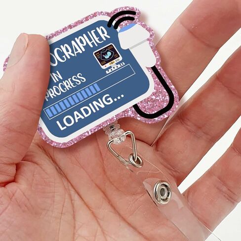 Sixrip Swaddle Specialist Retractable Glitter Black Badge Reel with Alligator Clip, Cute Badge Holder Gift for Neonatal ICU NICU L&D Midwife Maternity Postpartum Doctor Nurse Obstetrics Gynecologist in Kuwait