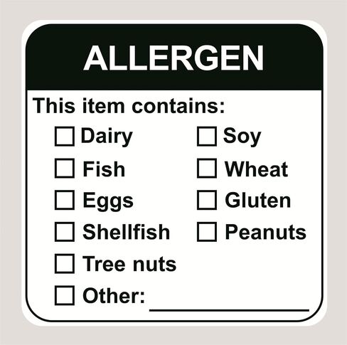 Allergen Warning Stickers,MeshaKippa 2x2" 300pcs Square Pink Food Allergy Label for The Party,Restaurants in Kuwait