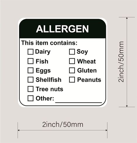 Allergen Warning Stickers,MeshaKippa 2x2" 300pcs Square Pink Food Allergy Label for The Party,Restaurants in Kuwait