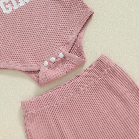 Kaipiclos Baby Girls Clothes 3Pc Rib Frill Long Sleeve Heart Print Romper + Pants + Headband Set Newborn Girl Outfits in Kuwait