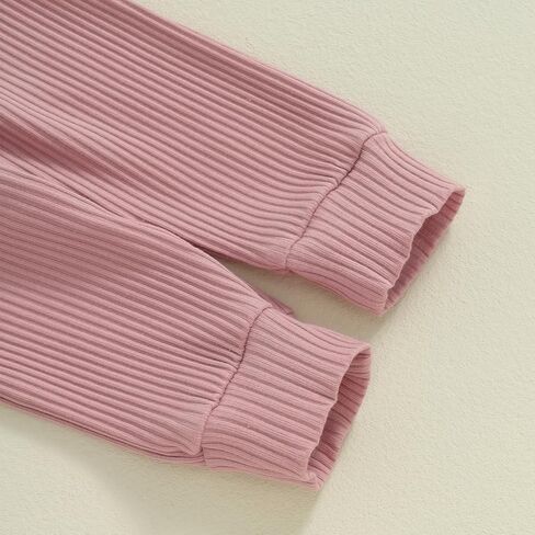 Kaipiclos Baby Girls Clothes 3Pc Rib Frill Long Sleeve Heart Print Romper + Pants + Headband Set Newborn Girl Outfits in Kuwait