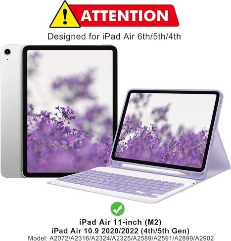 GOKOCO Keyboard case for iPad Air 6th 11 inch 2024 M2,iPad Air 5th Gen 10.9 Inch Keyboard Case 2022,Detachable Bluetooth Keyboard Cover for iPad Air 4th Gen 2020 with Pencil Holder,Auto Sleep-Black in Saudi Arabia