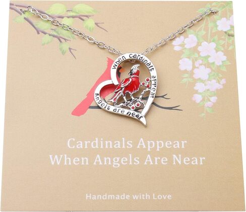 Memorial Jewelry Cardinal Necklace When cardinals appear your loved one is near Sympathy Gift for Women Girls in Saudi Arabia