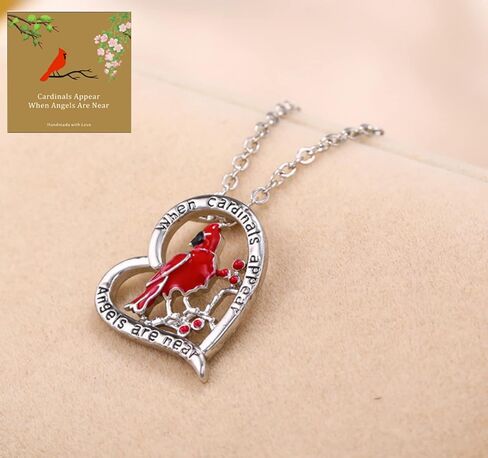 Memorial Jewelry Cardinal Necklace When cardinals appear your loved one is near Sympathy Gift for Women Girls in Saudi Arabia