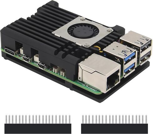 Geekworm Aluminum Passive Cooling Heatsink Armor Case with Dual PWM Cooling Fan for Raspberry Pi 5 (with Dual Fan-Black) in Saudi Arabia