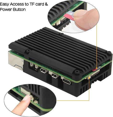 Geekworm Aluminum Passive Cooling Heatsink Armor Case with Dual PWM Cooling Fan for Raspberry Pi 5 (with Dual Fan-Black) in Saudi Arabia
