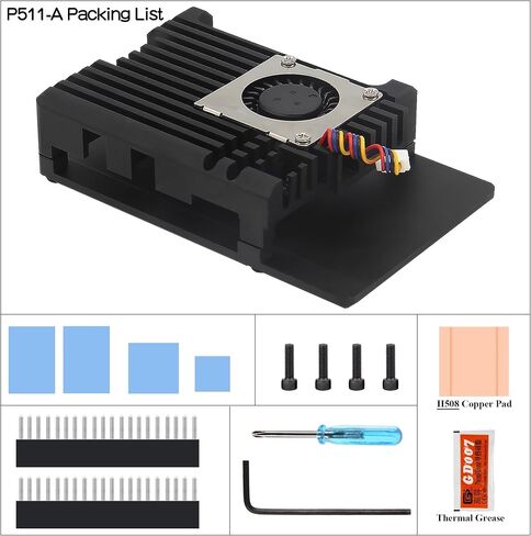 Geekworm Aluminum Passive Cooling Heatsink Armor Case with Dual PWM Cooling Fan for Raspberry Pi 5 (with Dual Fan-Black) in Saudi Arabia