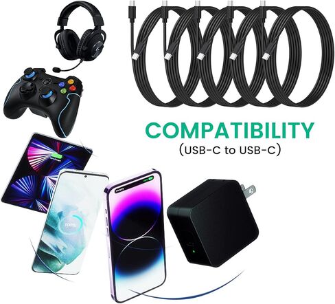 كابل شاحن USB C من 10 عبوات من Weishan، حزمة متعددة 48 وات للشحن السريع USB-C إلى النوع C، أبيض، 3.3 قدم in Kuwait