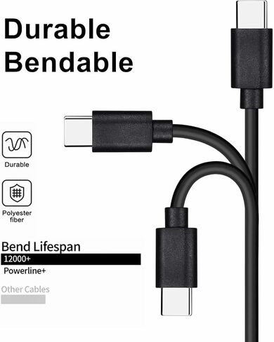 كابل شاحن USB C من 10 عبوات من Weishan، حزمة متعددة 48 وات للشحن السريع USB-C إلى النوع C، أبيض، 3.3 قدم in Kuwait