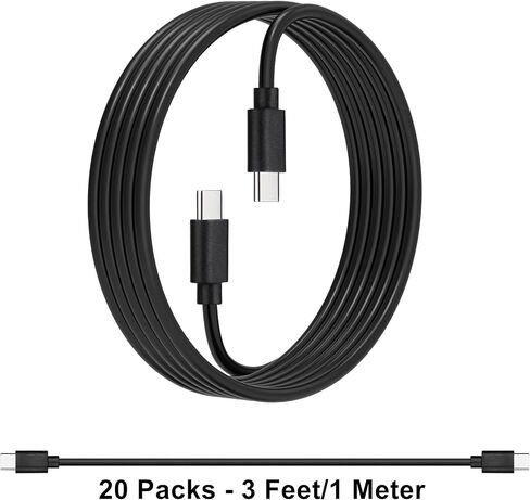 كابل شاحن USB C من 10 عبوات من Weishan، حزمة متعددة 48 وات للشحن السريع USB-C إلى النوع C، أبيض، 3.3 قدم in Kuwait