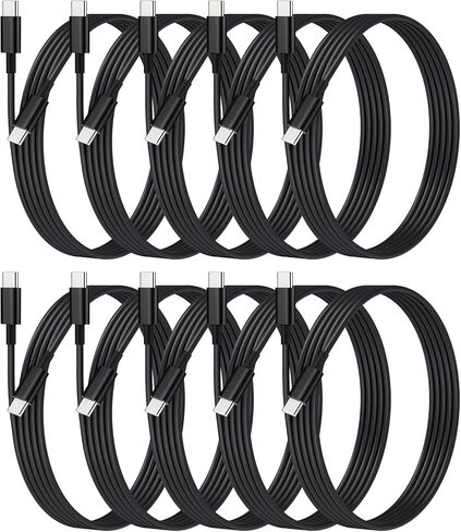 كابل شاحن USB C من 10 عبوات من Weishan، حزمة متعددة 48 وات للشحن السريع USB-C إلى النوع C، أبيض، 3.3 قدم in Kuwait