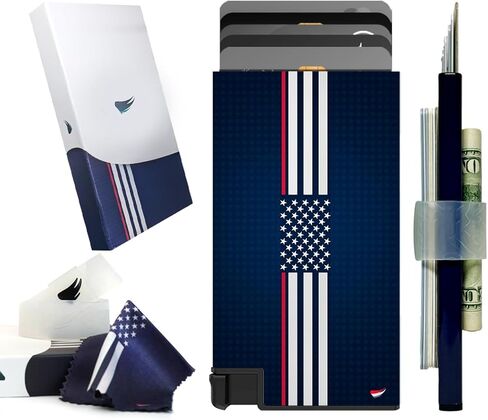 ELBIRD Minimalist Slim Wallet for Men & Women – RFID-Blocking Aluminum Card Holder for Men & Women, sleek wallet with vibrant design, Hold 5 Cards w/ 2 bands to hold up to 10 extra cards & others in Kuwait