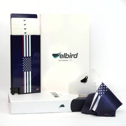 ELBIRD Minimalist Slim Wallet for Men & Women – RFID-Blocking Aluminum Card Holder for Men & Women, sleek wallet with vibrant design, Hold 5 Cards w/ 2 bands to hold up to 10 extra cards & others in Kuwait