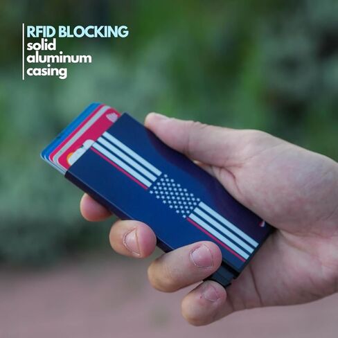 ELBIRD Minimalist Slim Wallet for Men & Women – RFID-Blocking Aluminum Card Holder for Men & Women, sleek wallet with vibrant design, Hold 5 Cards w/ 2 bands to hold up to 10 extra cards & others in Kuwait