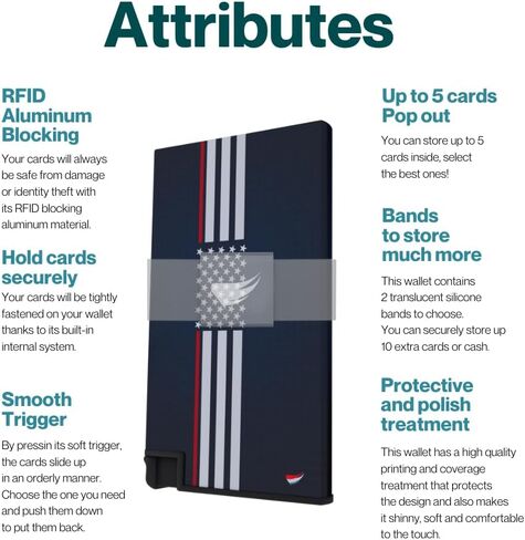 ELBIRD Minimalist Slim Wallet for Men & Women – RFID-Blocking Aluminum Card Holder for Men & Women, sleek wallet with vibrant design, Hold 5 Cards w/ 2 bands to hold up to 10 extra cards & others in Kuwait