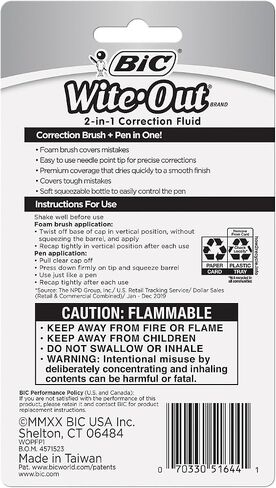 BIC 15ml Bottle Wite-Out 2 in 1 Correction Fluid (BICWOPFP11),White in Saudi Arabia