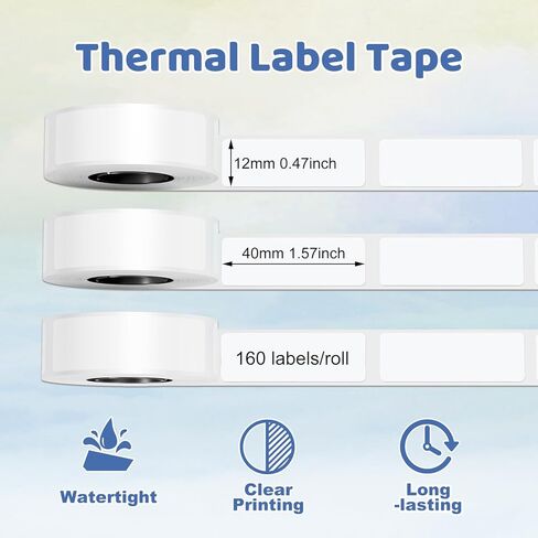 شريط ملصقات حراري Odaro D30 Q30 Q30S Q31، شريط صانع الملصقات البيضاء للمدرسة، المنزل، المكتب، الأعمال الصغيرة، 3 لفات 130 ملصق/لفة، 14 × 50 مم in Kuwait