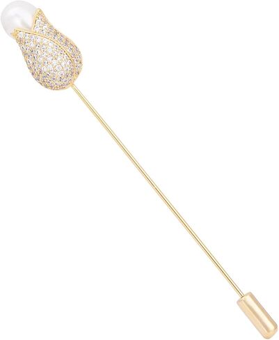 Women Crystal Rhinestone Calla Lily Floral Boutonniere Lapel Stick Pin Brooch Cardigan Scarf Tie Pin Pearl Flower Breastpin Wedding Party Jewelry in Saudi Arabia