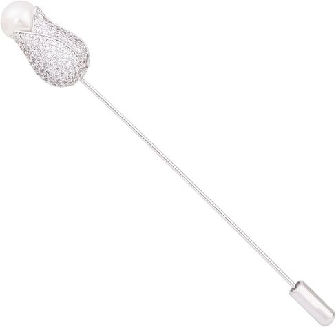 Women Crystal Rhinestone Calla Lily Floral Boutonniere Lapel Stick Pin Brooch Cardigan Scarf Tie Pin Pearl Flower Breastpin Wedding Party Jewelry in Saudi Arabia