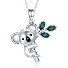 AOBOCO قلادة من الفضة الإسترليني على شكل فيل/كوالا/باندا على شكل قلب حيوان لطيف للنساء والفتيات المراهقات، مزينة بالكريستال من النمسا in Kuwait