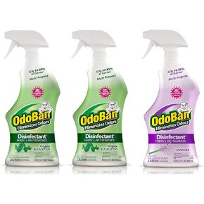 OdoBan Ready-to-Use Disinfectant and Odor Eliminator, Set of 3 Spray Bottles, 32 Ounces Each, Original Eucalyptus, Lavender Scents