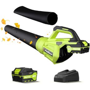 PULITUO 20V Cordless Leaf Blower with 4.0Ah Battery and Charger, 400 CFM Cordless Electric Leaf Blower with Long & Short Nozzles, Lightweight Handheld for Garden Leaves, Yard Cleaning, and Wood Chips.