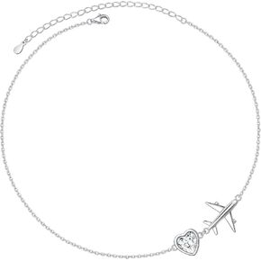 Yearace Airplane Jelwery S925 Sterling Silver Airplane Anklet for Women Teen Girls, Gifts for Stewardess Flight Attendants Pilots World Travel Flight Jewelry Best Mothers Day Gifts in Kuwait