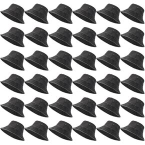 Xtinmee 36 Pcs Washed Cotton Bucket Hats Bulk Packable Unisex Trendy Lightweight Travel Summer Sun Hats for Women Men Fishing Beach White