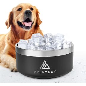 AVERYDAY 64oz Weighted Insulated Dog Bowl, Stainless Steel Dog Bowls for Dogs, Non Slip Outdoor Heavy Big Dog Water Bowl for Cats, Metal Pet Food Water Dish for Large Medium Small Dogs
