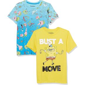 SpongeBob SquarePants Little Boys 2-Pack T-Shirt Bundle-Nickelodeon, White/Yellow