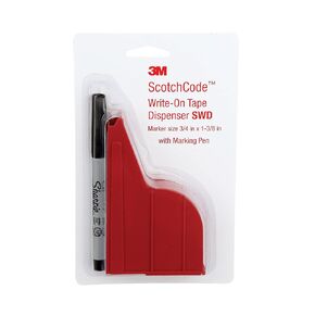 3M ScotchCode Wire Marker Write-On Dispenser with Tape and Pen SWD, 0.75 in x 1.375 in