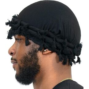 Veeta Superior Halo Turban Silk Satin Lined Head Wrap, Pre-Tied Tassel Turban for Men & Women, Turban Durag Wave Cap