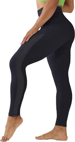 Women's Hight Waist Yoga Pants No Front Rise Seam Gym Workout Leggings Fitness Mesh Leggings in Kuwait