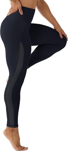 Women's Hight Waist Yoga Pants No Front Rise Seam Gym Workout Leggings Fitness Mesh Leggings in Kuwait