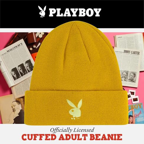 Concept One Playboy Beanie Hat, Cuffed Knit Winter Cap with Logo, Black in Saudi Arabia