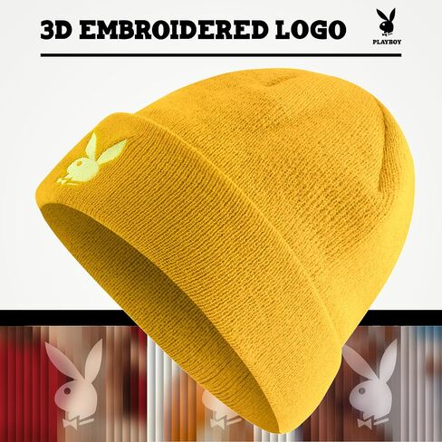 Concept One Playboy Beanie Hat, Cuffed Knit Winter Cap with Logo, Black in Saudi Arabia