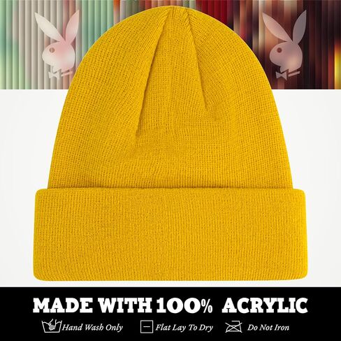 Concept One Playboy Beanie Hat, Cuffed Knit Winter Cap with Logo, Black in Saudi Arabia