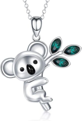 AOBOCO قلادة من الفضة الإسترليني على شكل فيل/كوالا/باندا على شكل قلب حيوان لطيف للنساء والفتيات المراهقات، مزينة بالكريستال من النمسا in Kuwait