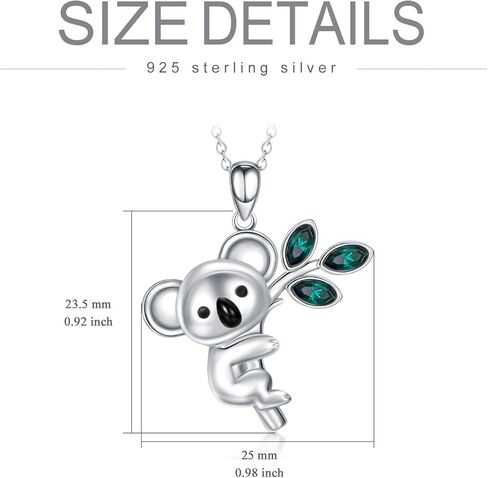 AOBOCO قلادة من الفضة الإسترليني على شكل فيل/كوالا/باندا على شكل قلب حيوان لطيف للنساء والفتيات المراهقات، مزينة بالكريستال من النمسا in Kuwait
