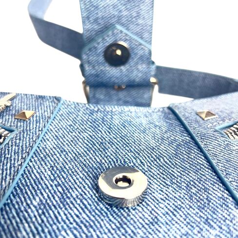 حقيبة كتف نسائية كلاسيكية كلاسيكية شبه دائرية من قماش الدنيم من PHILITA مع سحاب للإغلاق in Kuwait