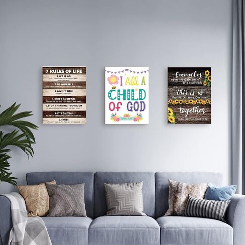 لوحة فنية جدارية من القماش بتصميم حيوانات الغابة بعبارة «I Am Child Of God» من Y064، لوحة فنية جدارية مؤطرة من القماش جاهزة للتعليق للاطفال المسيحيين في الحضانة/المنزل/غرفة النوم، 12×15 انش in Kuwait