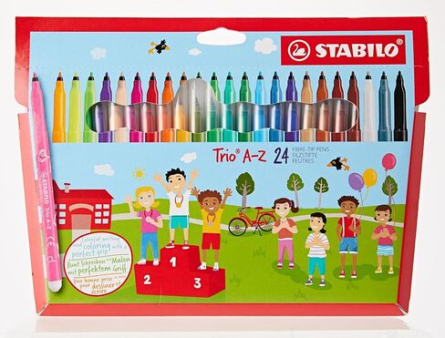 STABILO Fibre-Tip Pen with Triangular Grip Zone Trio A-Z - Pack of 24 - Assorted Colours including 4 Neon Colours in Kuwait