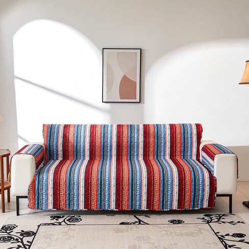 EVENHUG Boho Loveseat Sofa Cover Sofa Slipcover Washable Couch Cover 2 Cushion Sofa Furniture Protector Cover with Elastic Straps for Pets Kids Dog Cat (Loveseat) in Kuwait