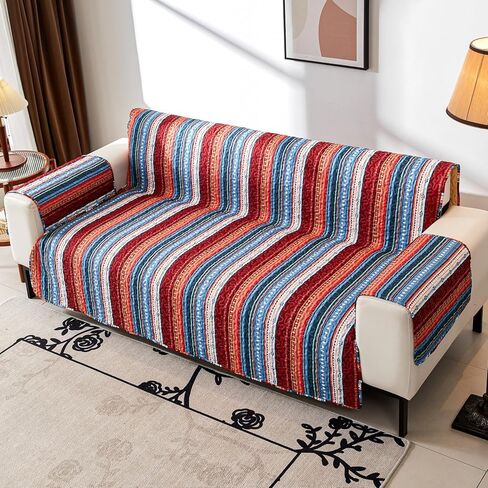 EVENHUG Boho Loveseat Sofa Cover Sofa Slipcover Washable Couch Cover 2 Cushion Sofa Furniture Protector Cover with Elastic Straps for Pets Kids Dog Cat (Loveseat) in Kuwait