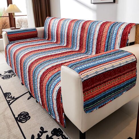 EVENHUG Boho Loveseat Sofa Cover Sofa Slipcover Washable Couch Cover 2 Cushion Sofa Furniture Protector Cover with Elastic Straps for Pets Kids Dog Cat (Loveseat) in Kuwait