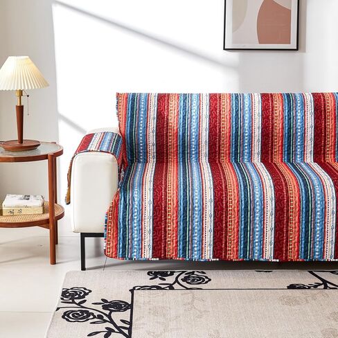 EVENHUG Boho Loveseat Sofa Cover Sofa Slipcover Washable Couch Cover 2 Cushion Sofa Furniture Protector Cover with Elastic Straps for Pets Kids Dog Cat (Loveseat) in Kuwait