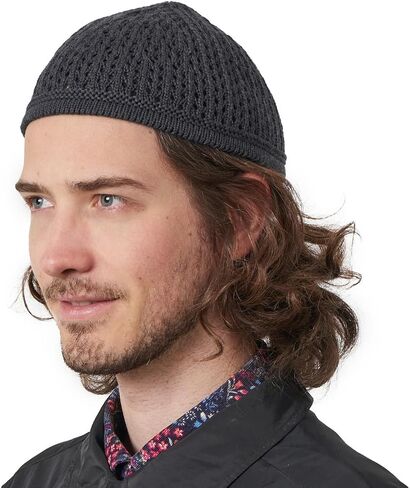 100% Cotton Skull Caps for Men, Knit Kufi Hat for Muslim Prayer, Women's Mesh Crochet Beanie, Ideal Head Wear During Summer in Saudi Arabia