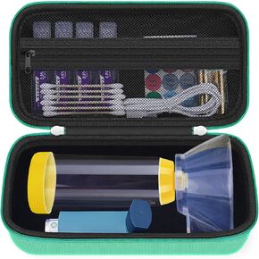 HESPLUS Hard Travel Case for Asthma Inhaler, Inhaler Spacer for Kids and Adults, Masks, Inhaler Holder Asthma Portable Carrying Bag Organizer with Mesh Pocket for Medicine and Essential (CASE ONLY)