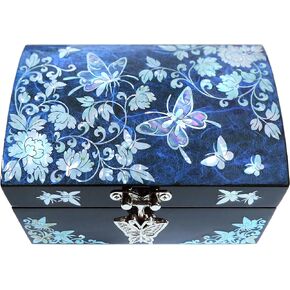 MADDesign Mother of Pearl Lacquered Jewelry Ring Box Butterflies Black in Kuwait